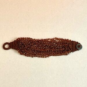 Crocheted Brown Beaded Bracelet - New